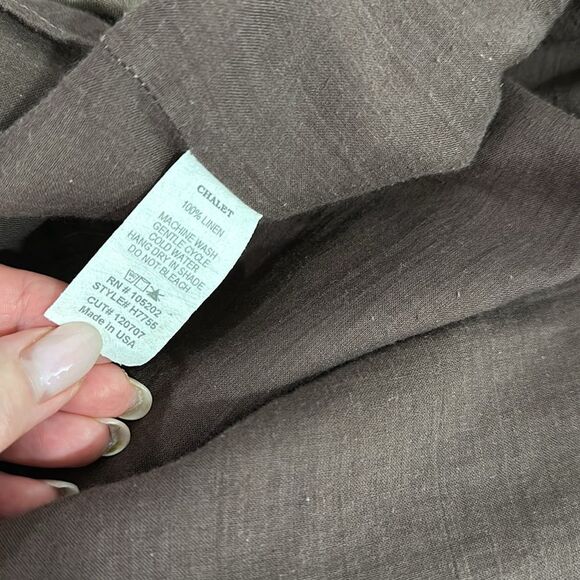Chalet Linen Shift Knee Length Square Neck Dress In Brown Size XL - Picture 4 of 6